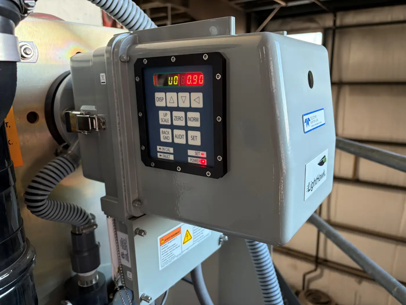 Teledyne Monitor Labs LightHawk opacity monitor controller installed on a stack